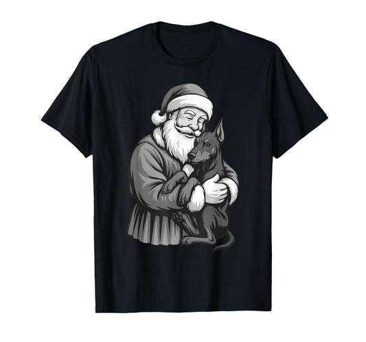 Doberman Pinscher Santa Claus Christmas Dog Lover T-Shirt