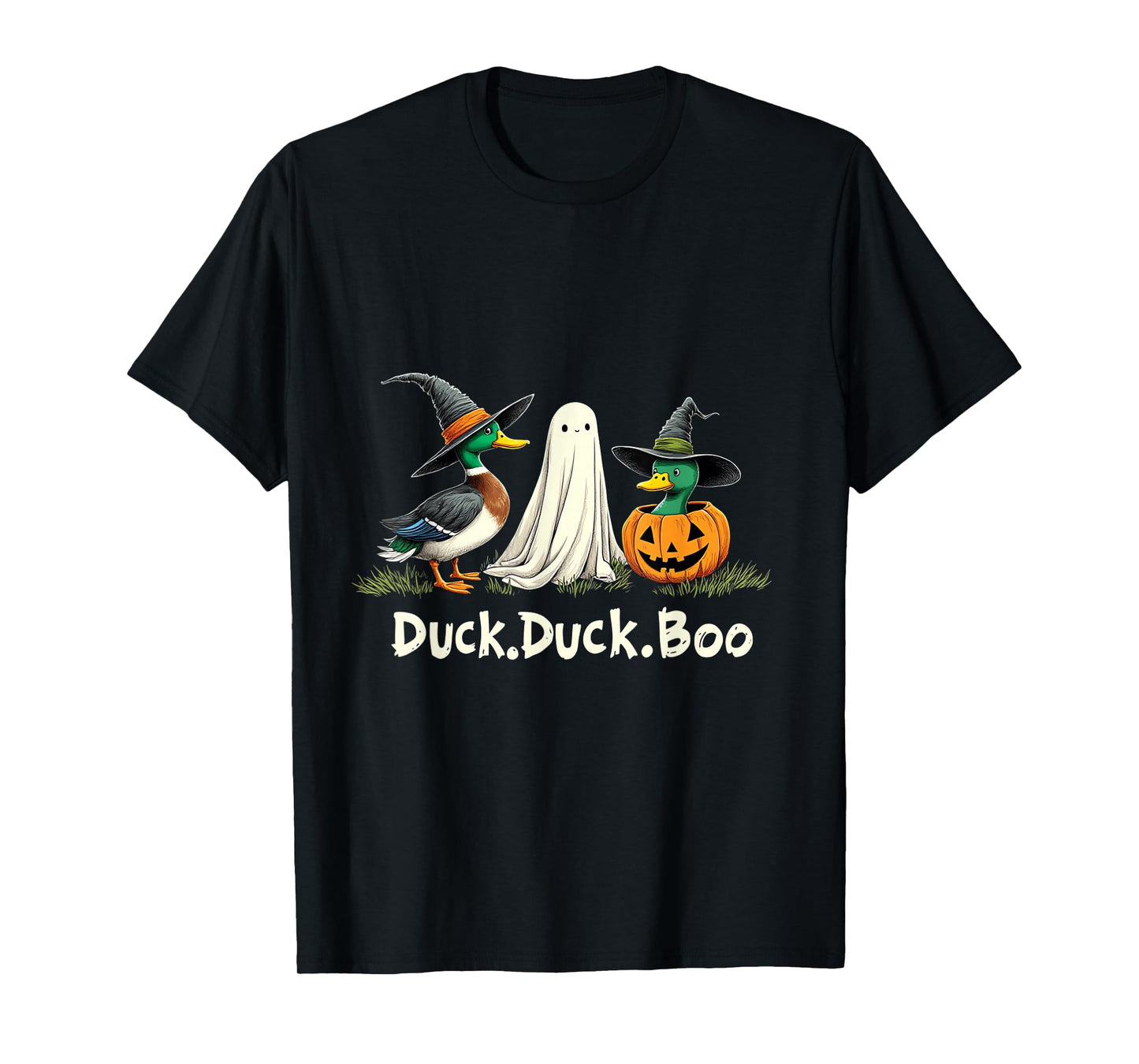 Duck Duck Boo Funny Duck Goose Witch Pumpkin Halloween T-Shirt