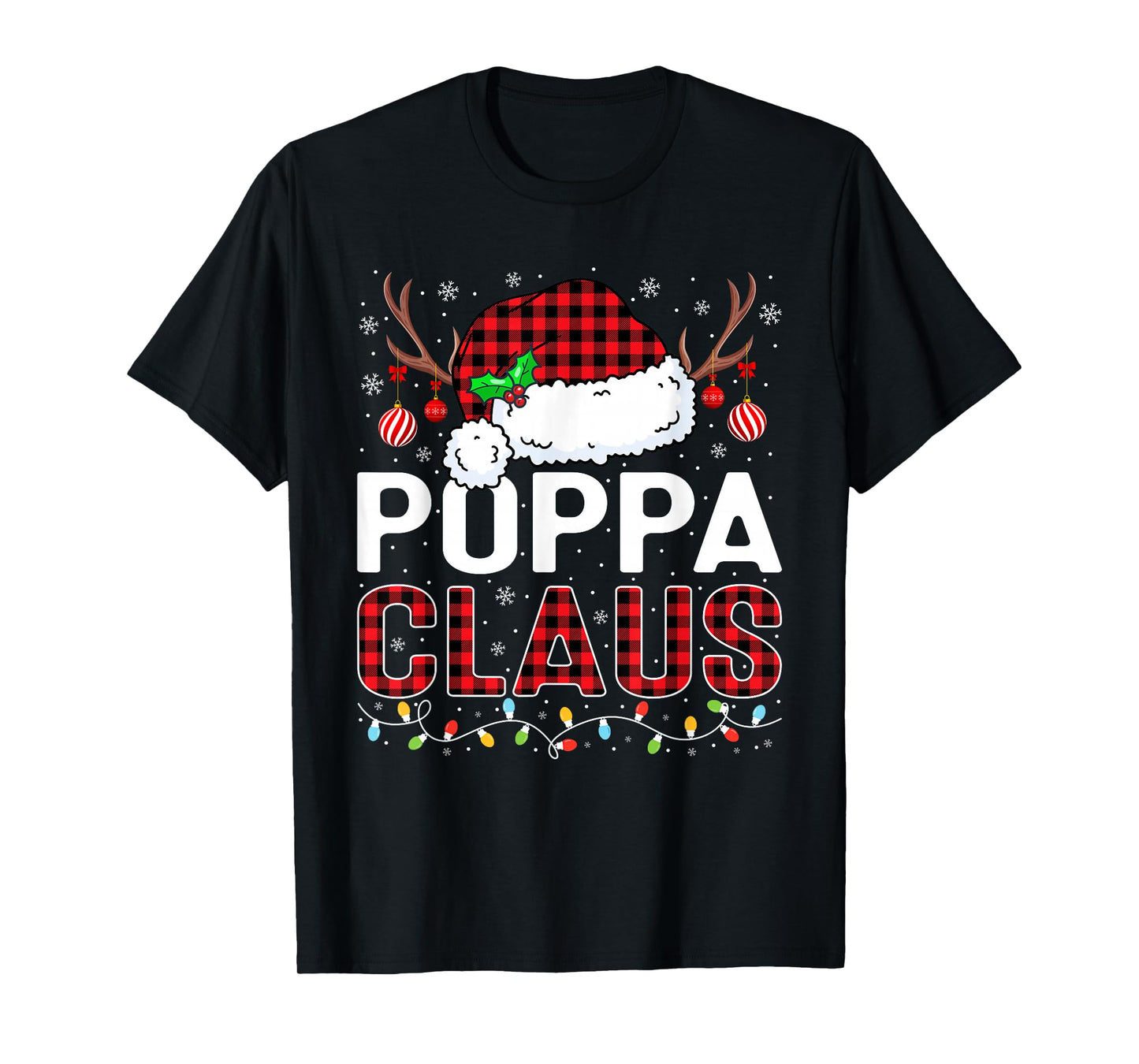 Christmas Lights Poppa Claus Family Matching Xmas Pajama T-Shirt