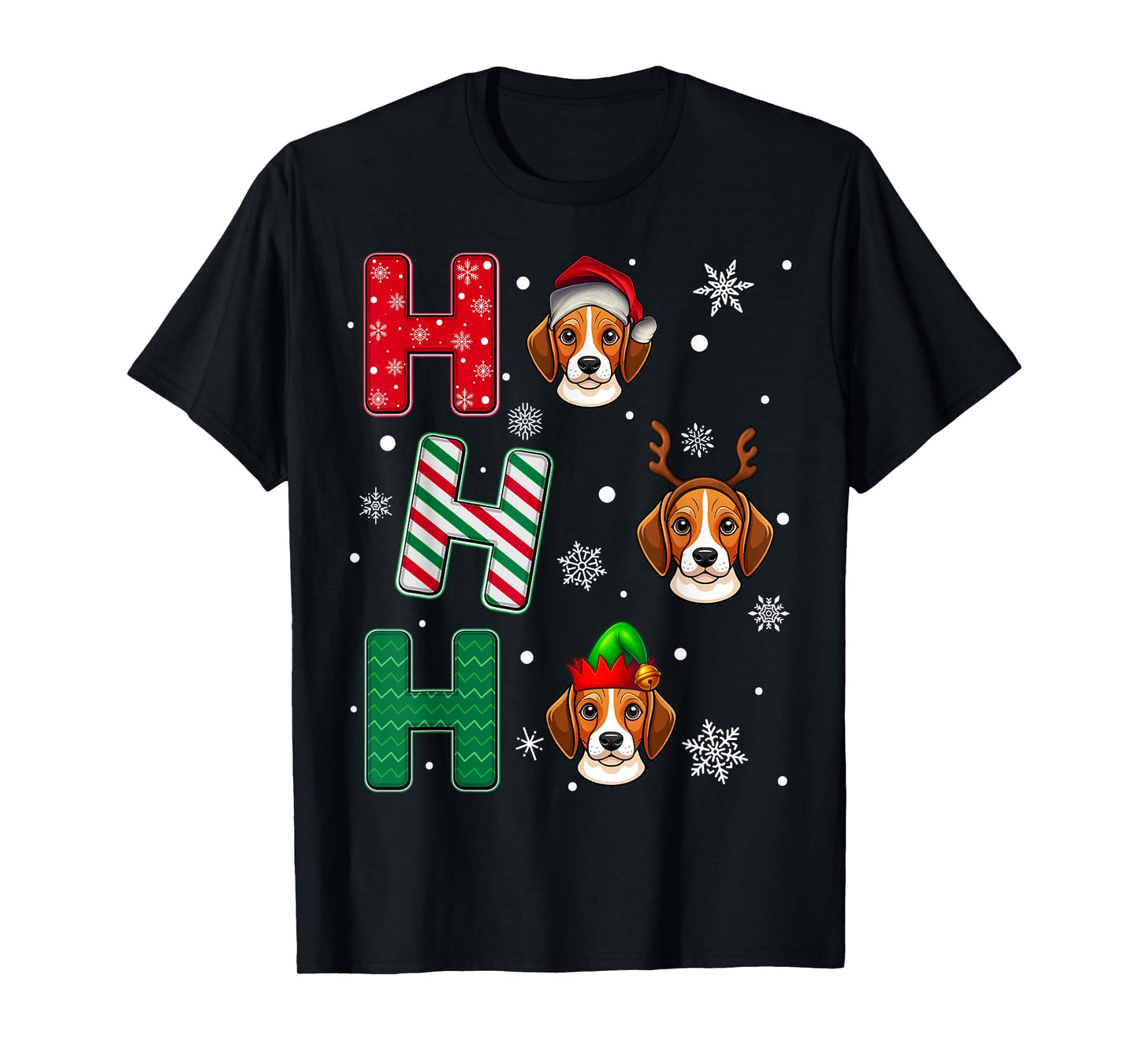 Ho Ho Ho Beagle Dog Lover Matching Christmas Santa Elf Xmas T-Shirt