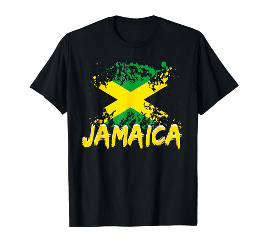 Jamaica Retro Vintage Watercolors Sport Jamaican Flag T-Shirt