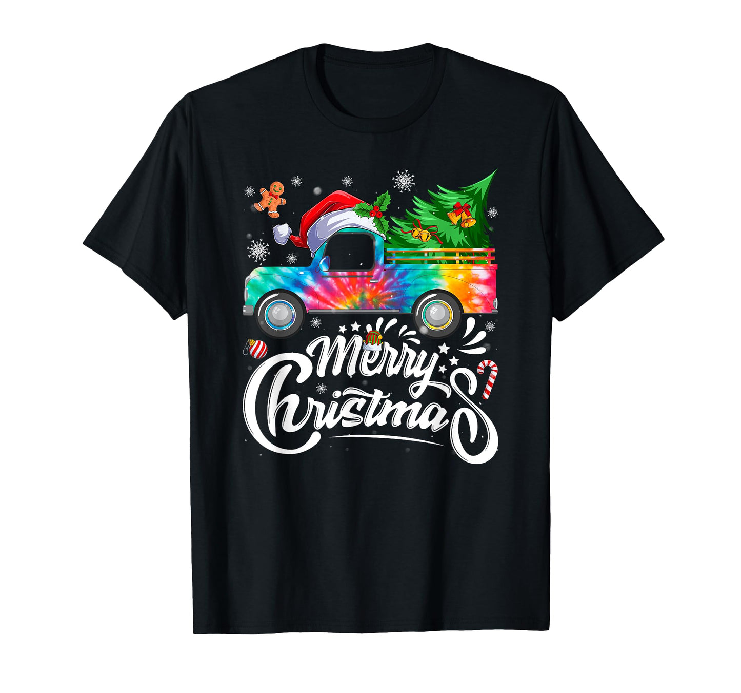 Merry Christmas Tree Santa Hat Red Car Family Matching Xmas T-Shirt