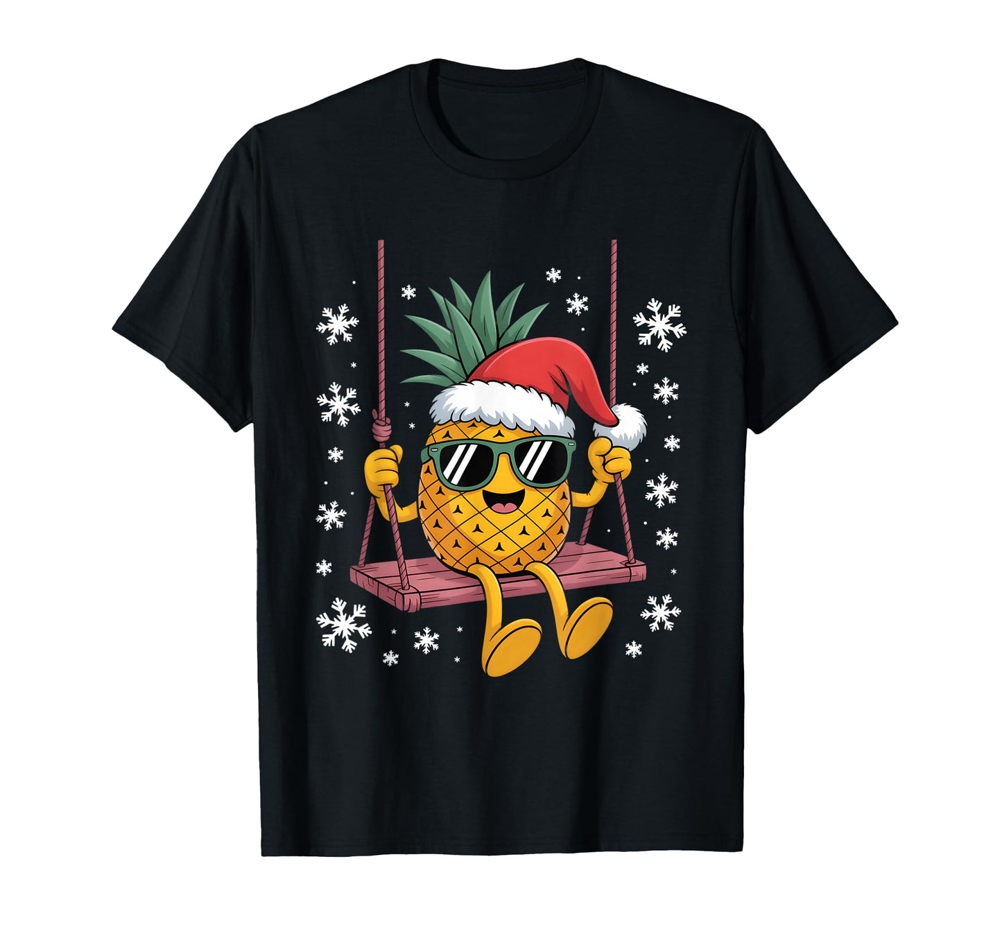 Swinging Pineapple Cartoon Santa Hat Christmas Kids Women T-Shirt