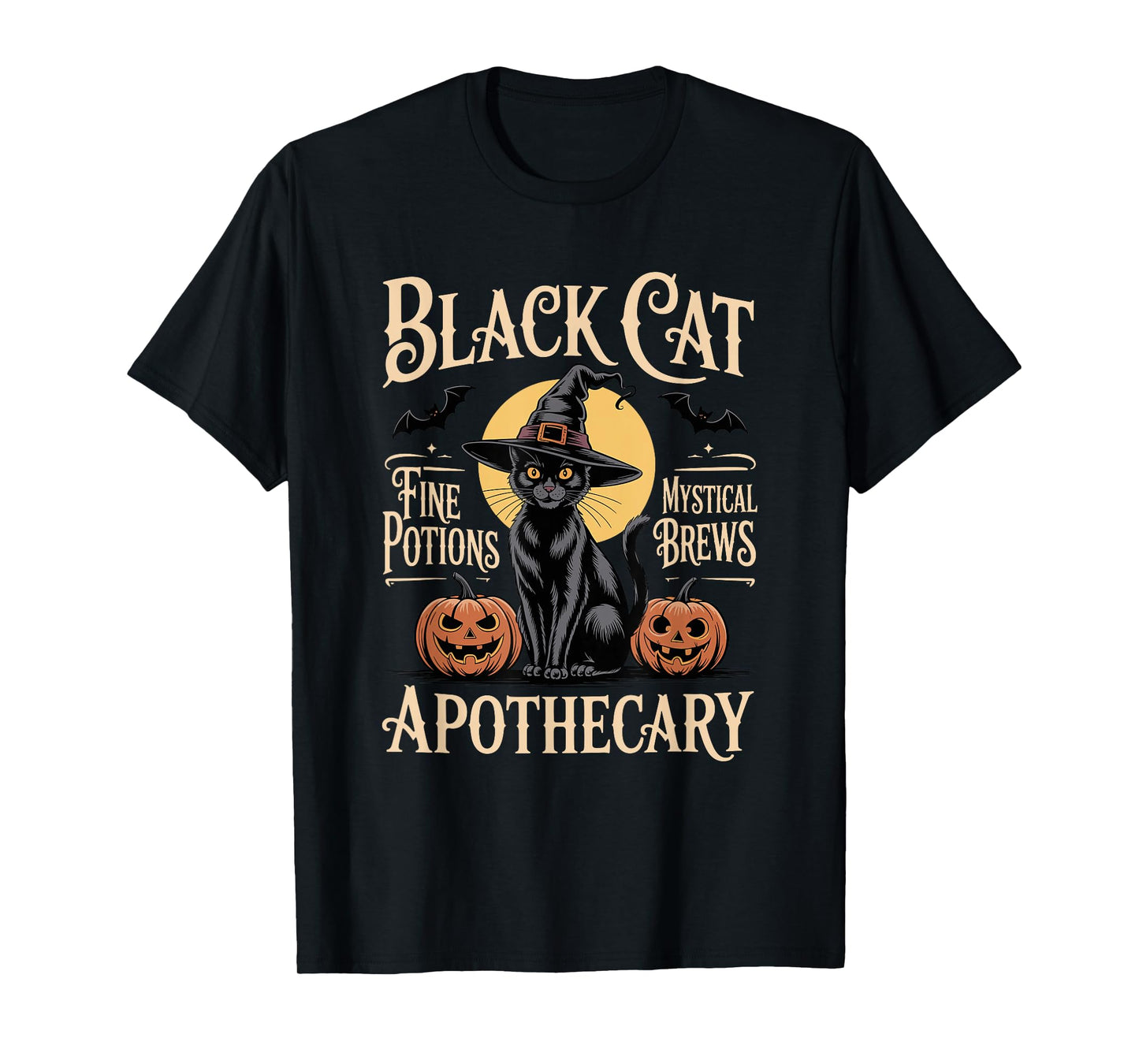 Retro Halloween Costume Black Cat Salem Apothecary T-Shirt