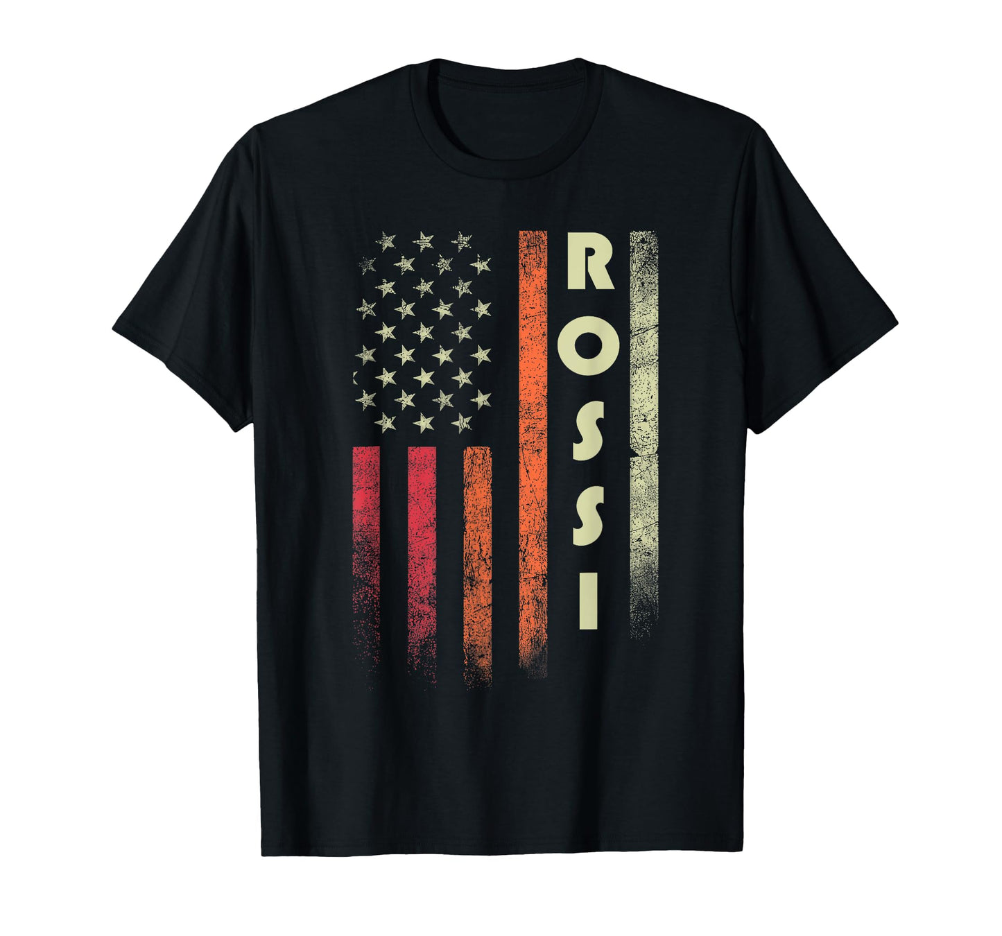 ROSSI Surname Funny Retro Vintage Birthday American Flag T-Shirt