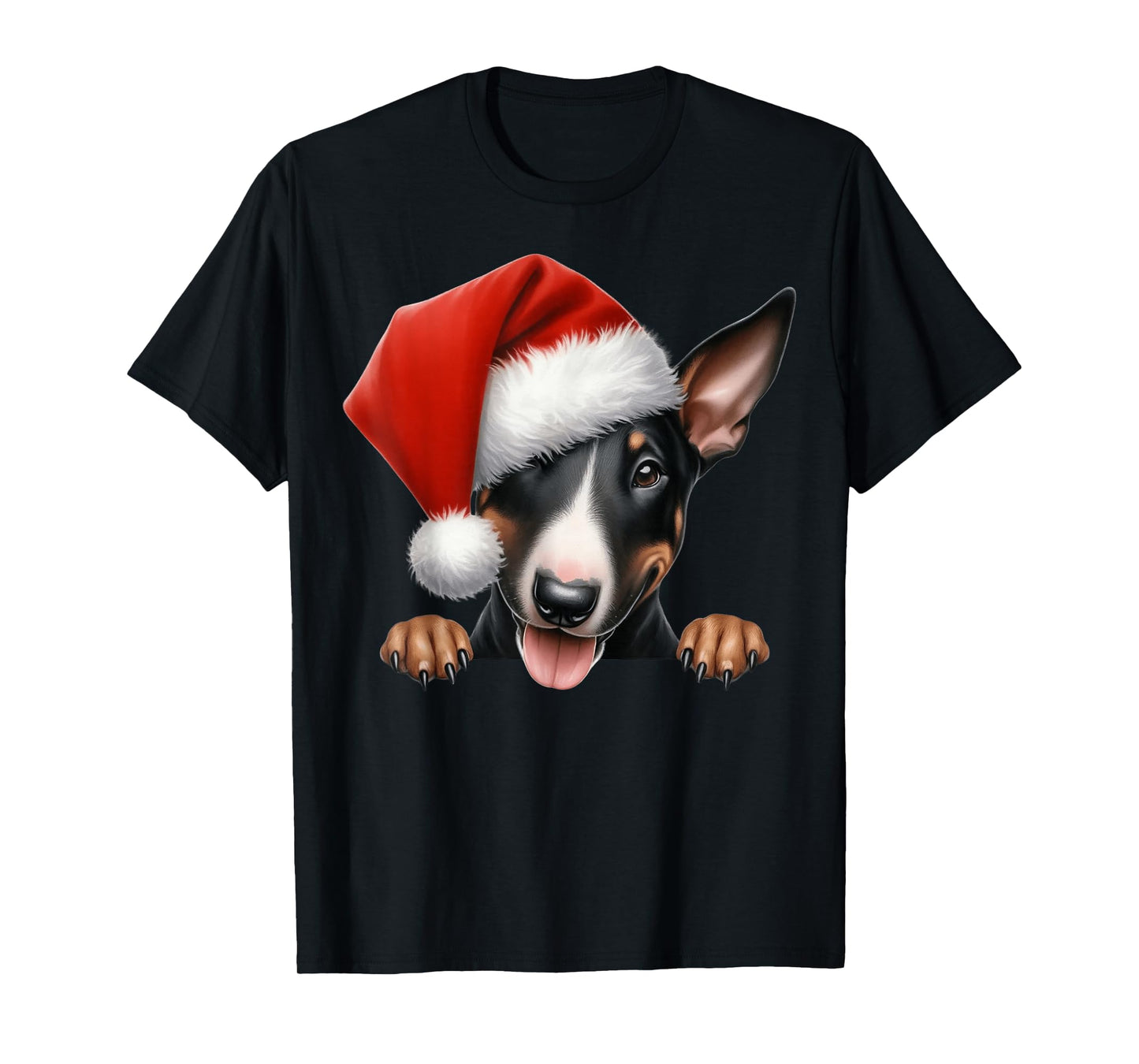 Bull Terrier Dog Christmas Santa Hat Dog Mom Dad T-Shirt