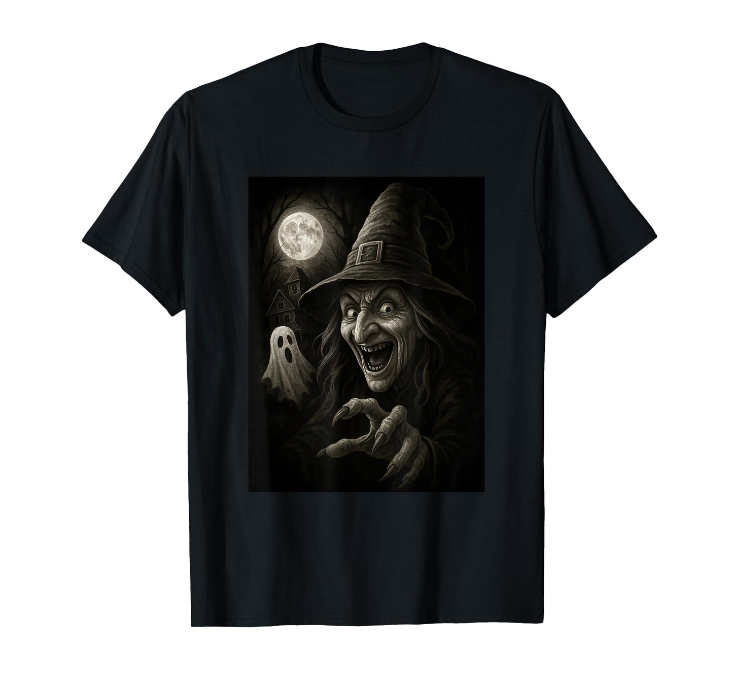 Witch Selfie with Boo Halloween T-Shirt