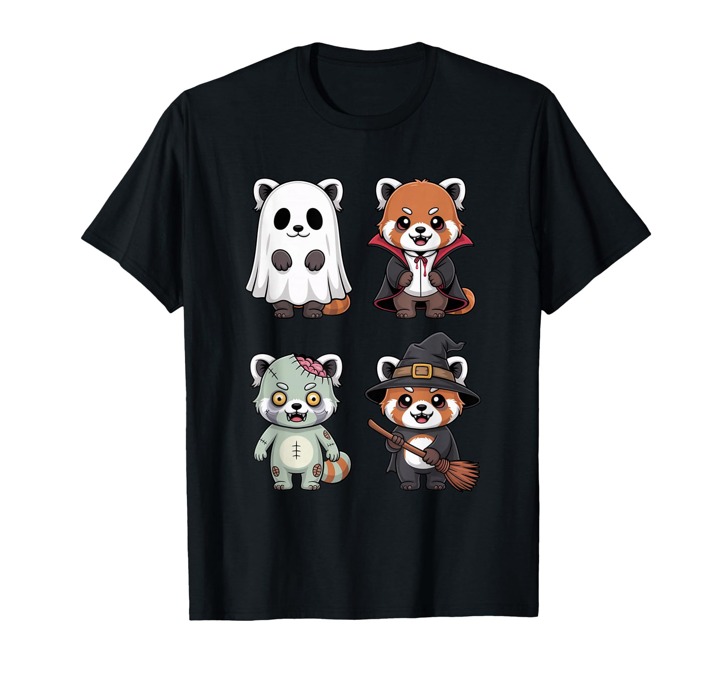 Kawaii Red Panda Halloween Costume Cute Ghost, Vampire T-Shirt