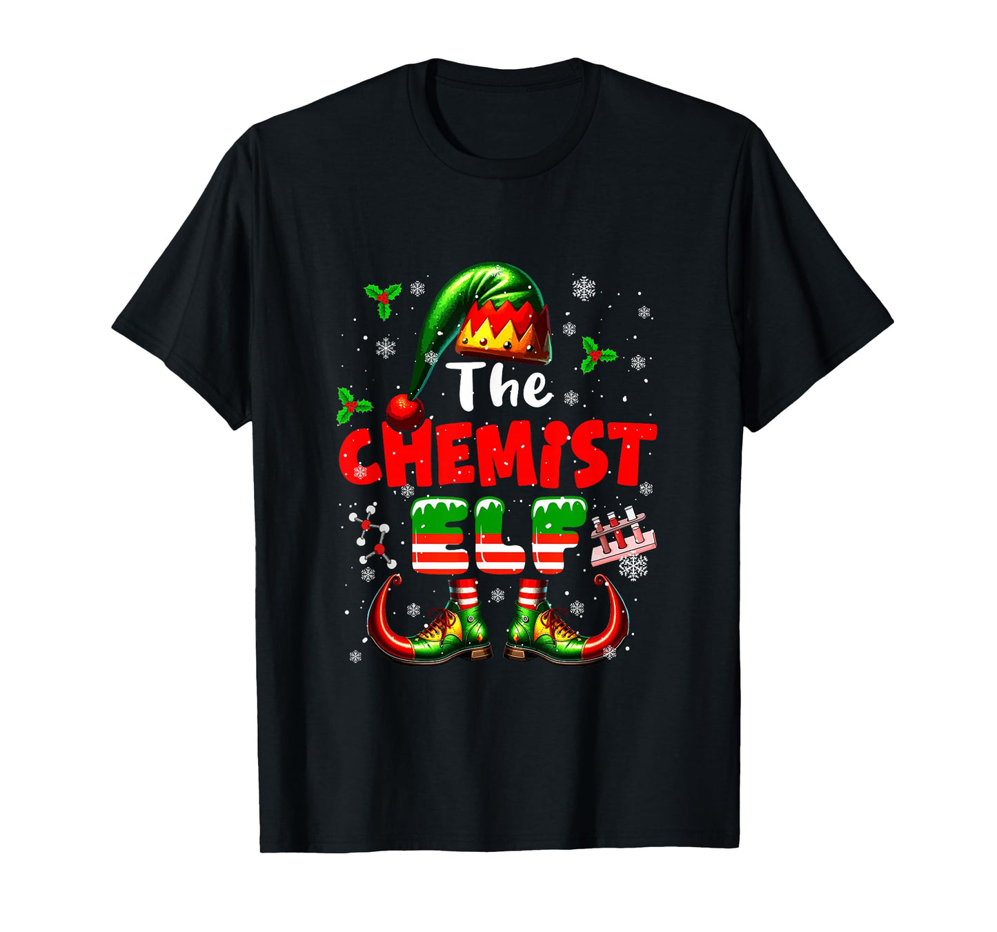 The Chemist Elf Christmas Funny Job Team Matching Parties T-Shirt