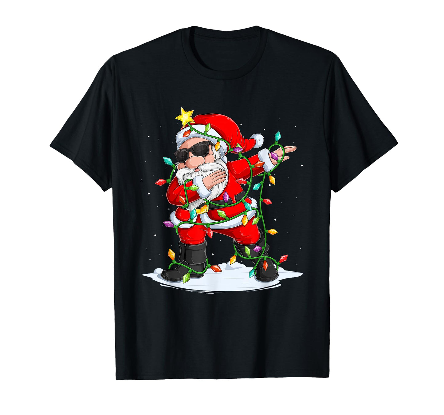 Funny Dabbing Santa Xmas Lights Xmas Boys Kids Men Christmas T-Shirt
