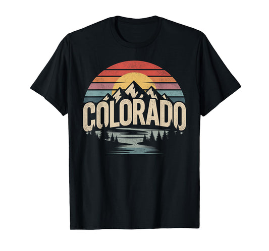 Colorado Mountains Sunset Vintage Style Outdoor Nature T-Shirt