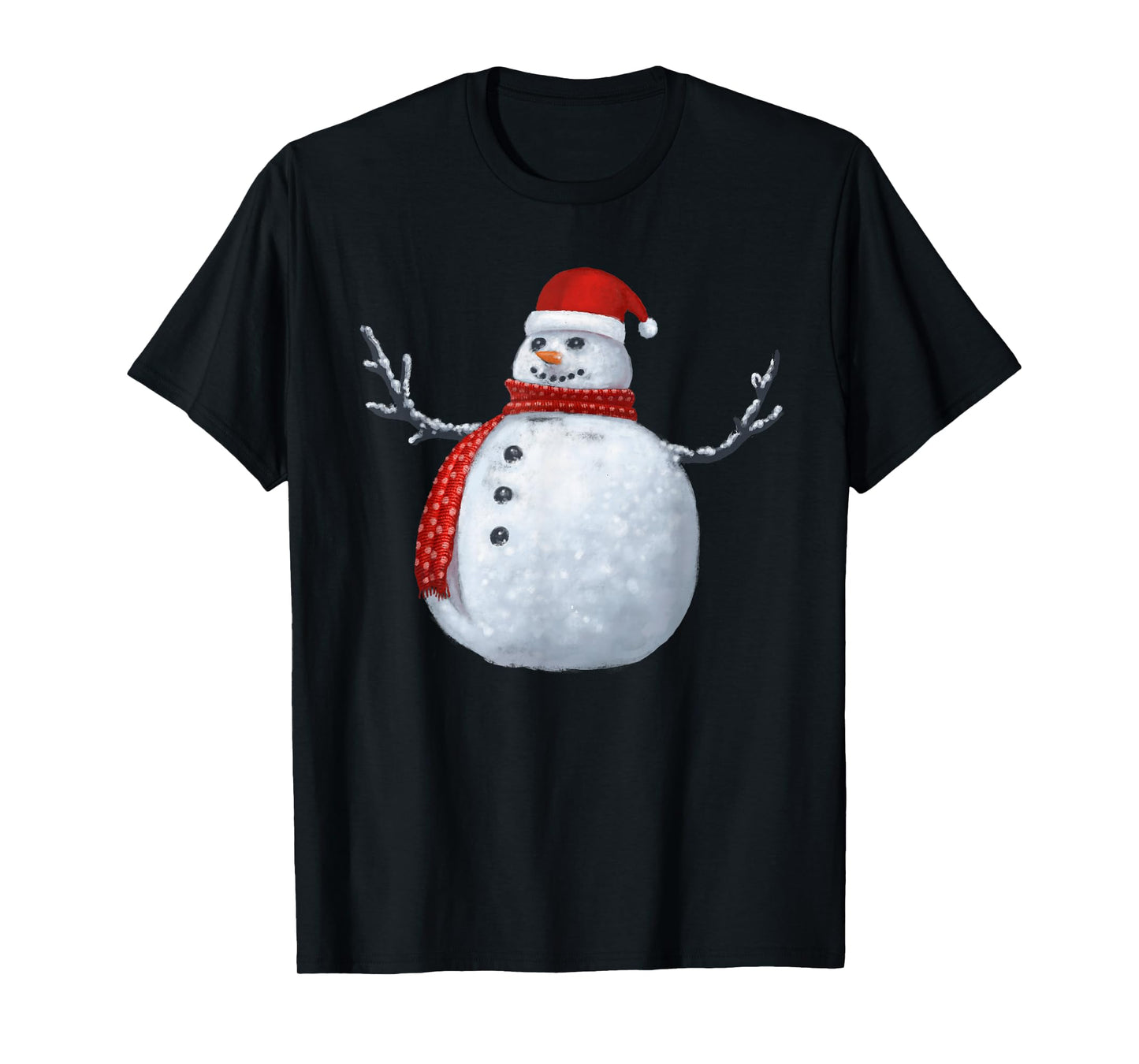 Merry Snowman Dotted Red Scarf Holiday Fun Christmas Day T-Shirt