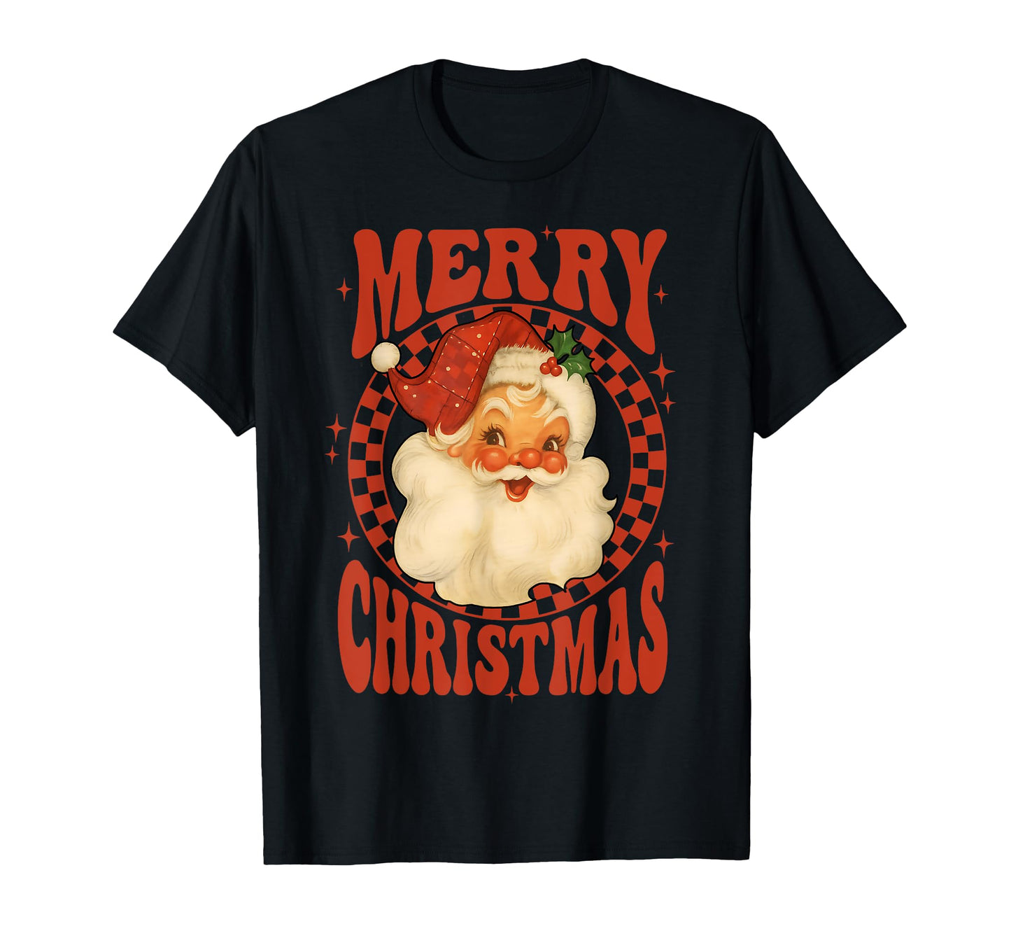 Retro Vintage Santa Claus Merry Christmas Holiday T-Shirt