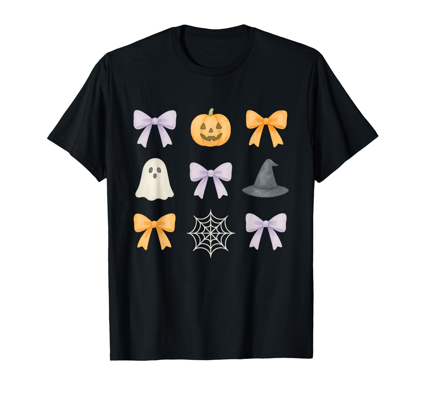 Spooky Halloween Coquette Bows with Ghost, Pumpkin, Witch T-Shirt