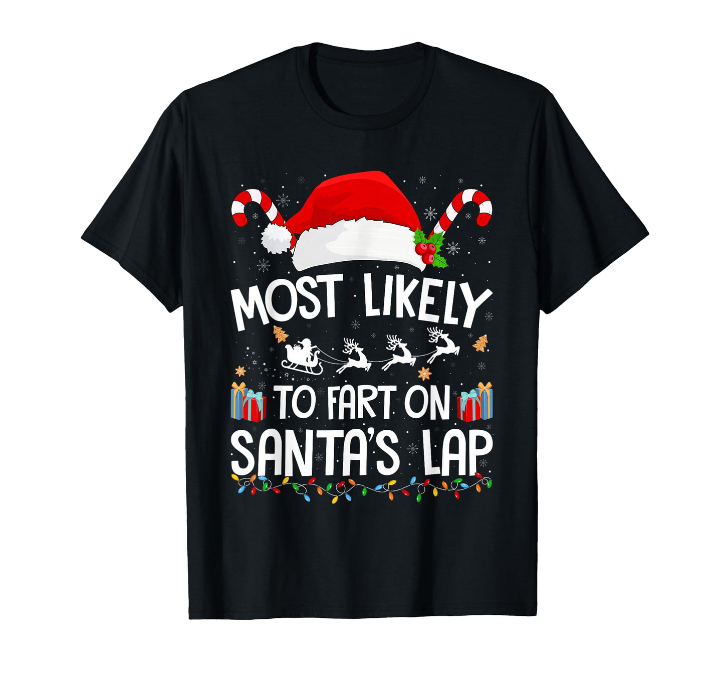Most Likely to Fart On Santa's Lap Family Christmas Pajamas T-Shirt