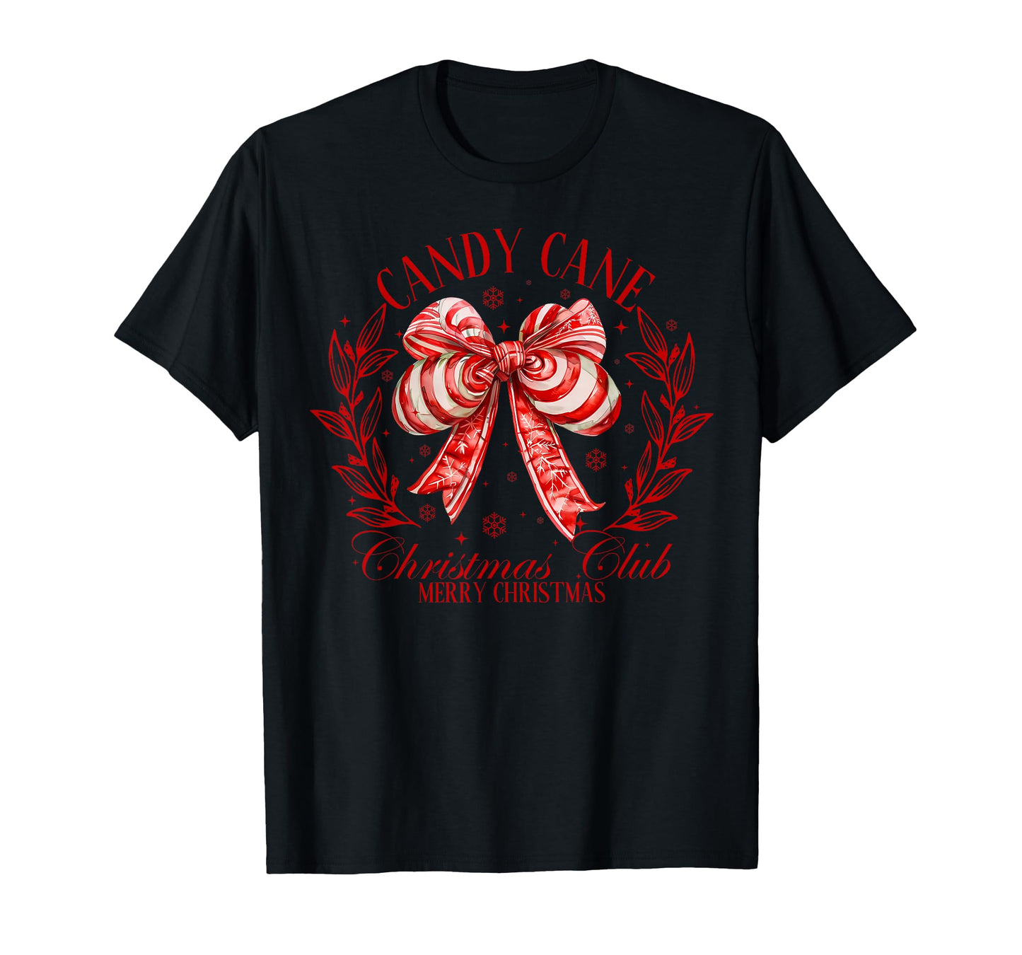 Cute Candy Cane Christmas Coquette Bow Candy Lovers Xmas T-Shirt
