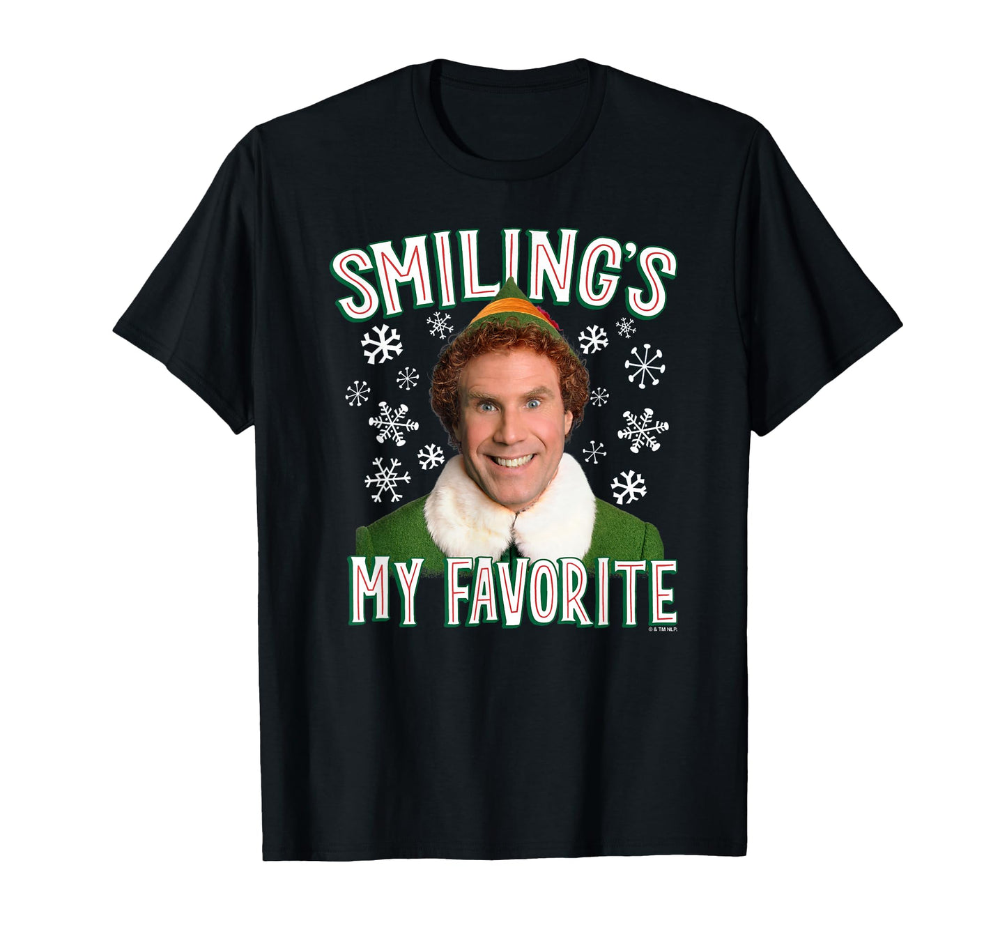 Elf Merry Christmas Smiling's My Favorite Holiday Portrait T-Shirt