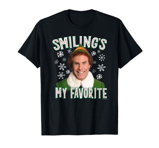 Elf Merry Christmas Smiling's My Favorite Holiday Portrait T-Shirt