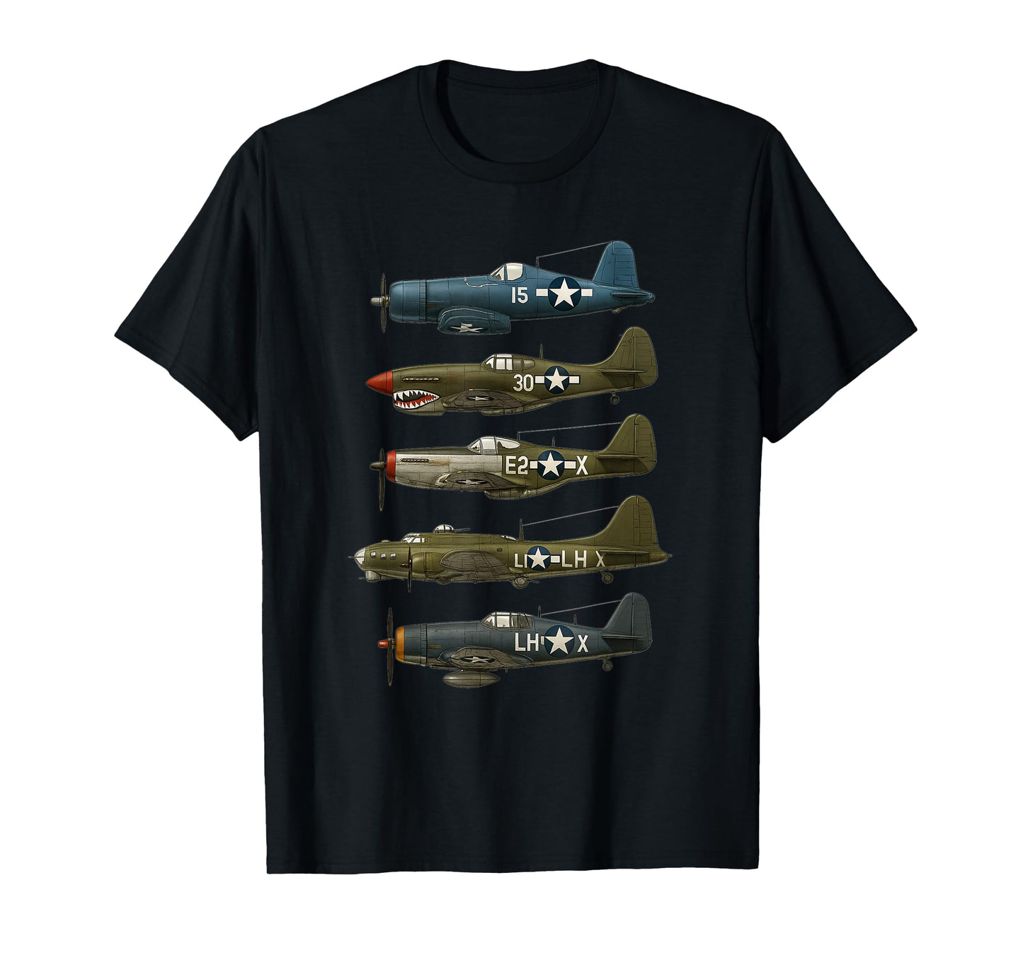 WW2 Warplanes F4U, P-51 Mustang, P-40 B17 Gift T-Shirt