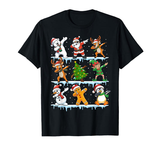 Dabbing Santa Elf Squad Matching PJs Boys Girls Kids Xmas T-Shirt
