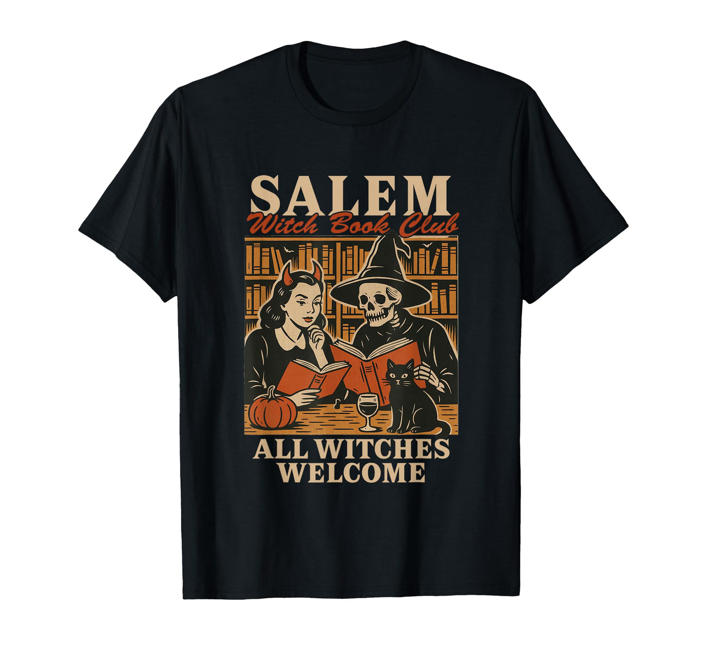 Salem Witch Book Club All Witches Welcome Spooky Halloween T-Shirt