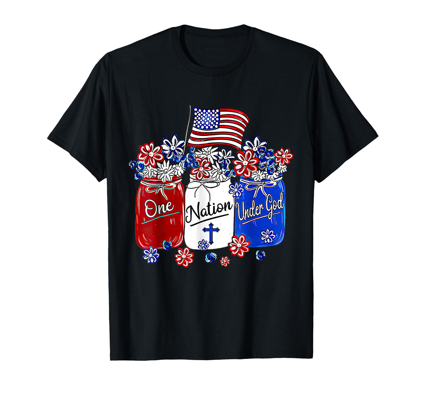 One Nation Under God American Flag Christian Jesus Patriotic T-Shirt for Women Men