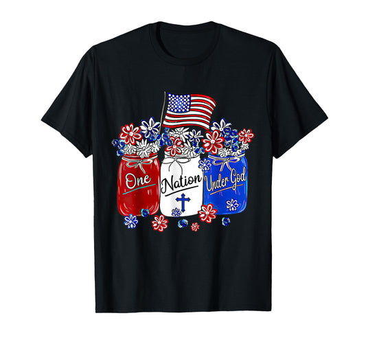 One Nation Under God American Flag Christian Jesus Patriotic T-Shirt for Women Men