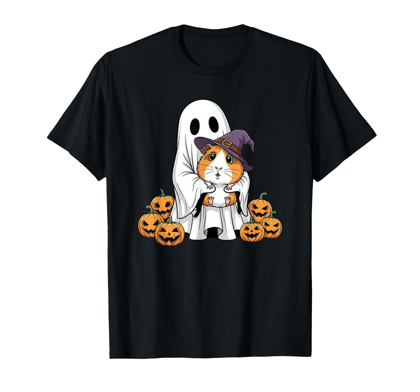 Funny Ghost Guinea Pig Pumpkin Halloween Kids Mens Womens T-Shirt