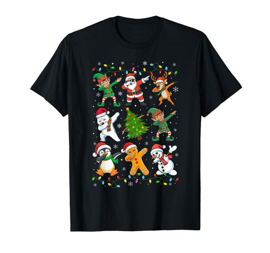 Dabbing Santa Elf Friends Funny Christmas Boy Girl Men Xmas T-Shirt
