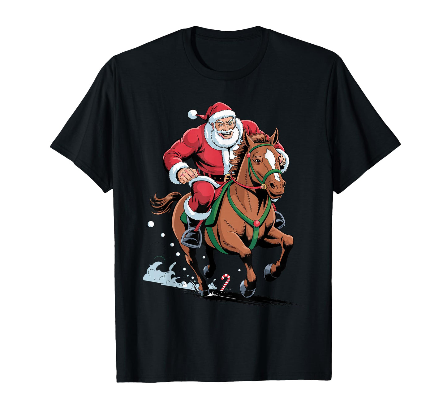 Santa Riding Horse Funny Equestrian Christmas Xmas Pajama T-Shirt
