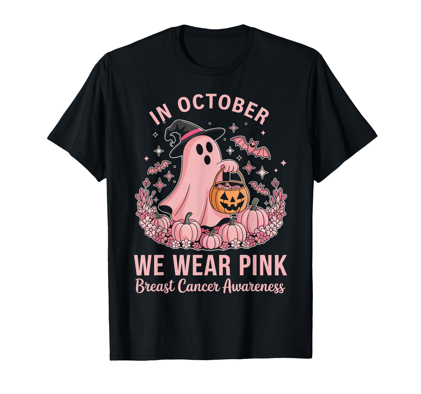 in October We Wear Pink Breast Cancer Awareness Cute T-Shirt