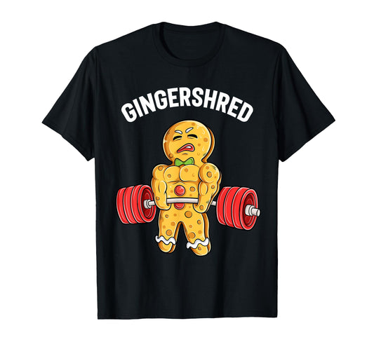 Gingershred Funny Gingerbread Man Gym Bodybuilding Christmas T-Shirt