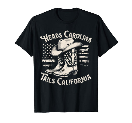 Heads Carolina Tail California Retro Vintage Country T-Shirt