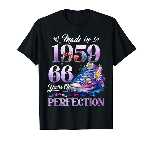 Women's 66th Birthday Floral Made in 1959 Gifts 66 Years Old T-Shirt