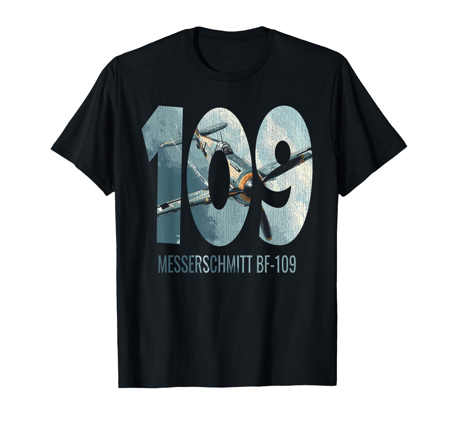 Military F&L Design Co. Messerschmitt BF-109 WW2 German Warbird Aviation Hobbyist T-Shirt, Small, Black