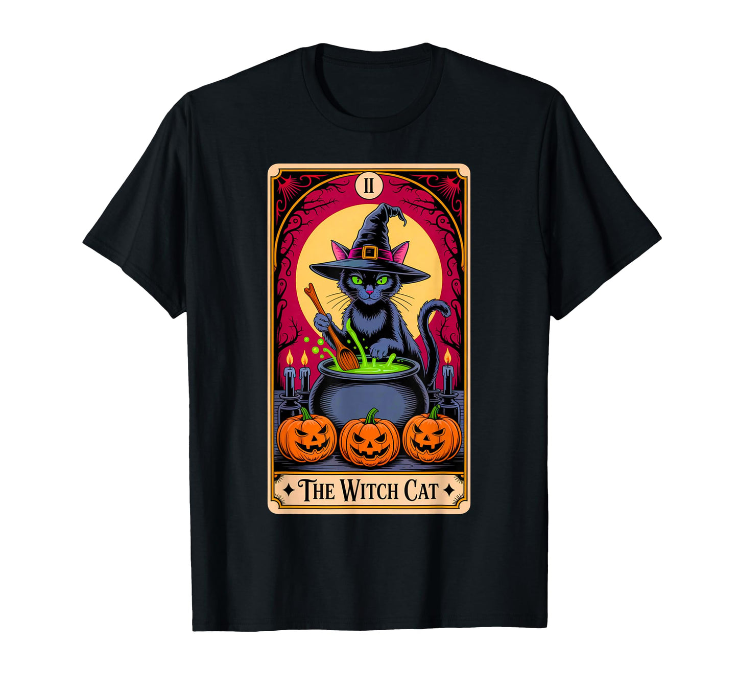 The Witch Cat Halloween Tarot Card Costume Kitten Cat Lover T-Shirt