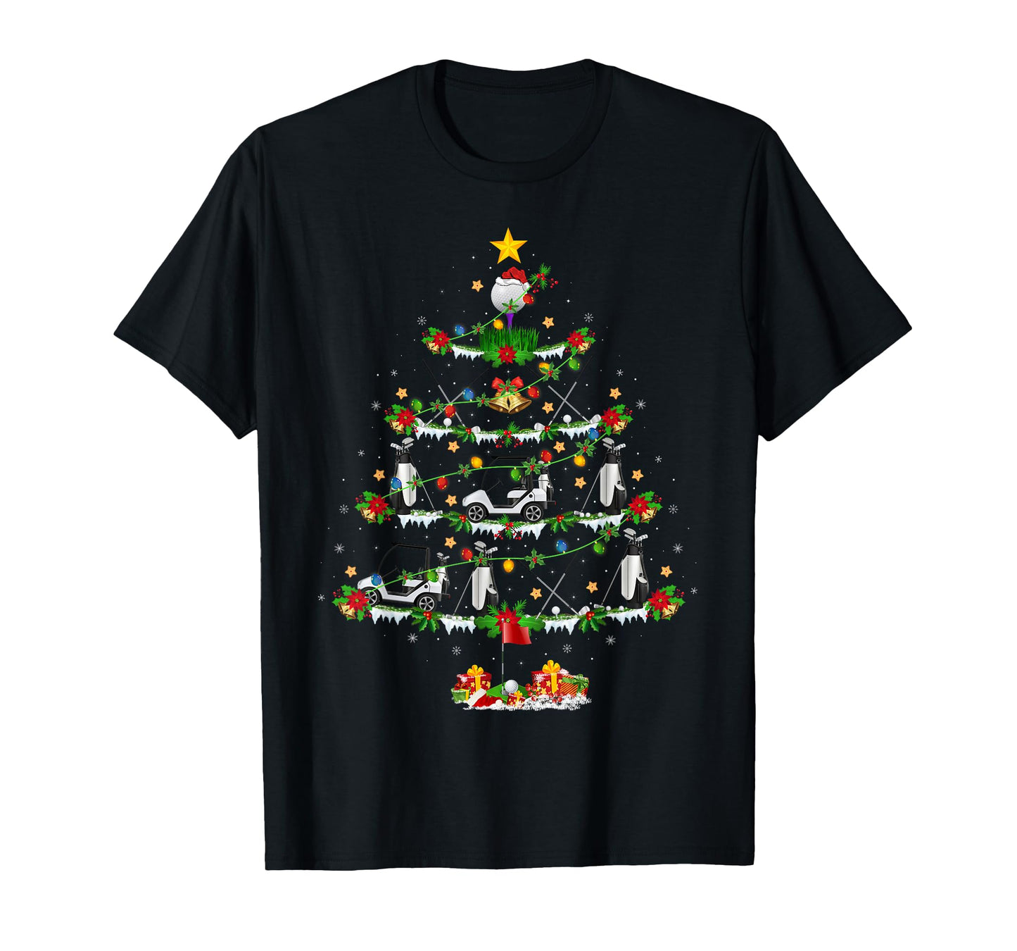 Golf Christmas Tree Lights Golf Sports Player Golfer Xmas T-Shirt