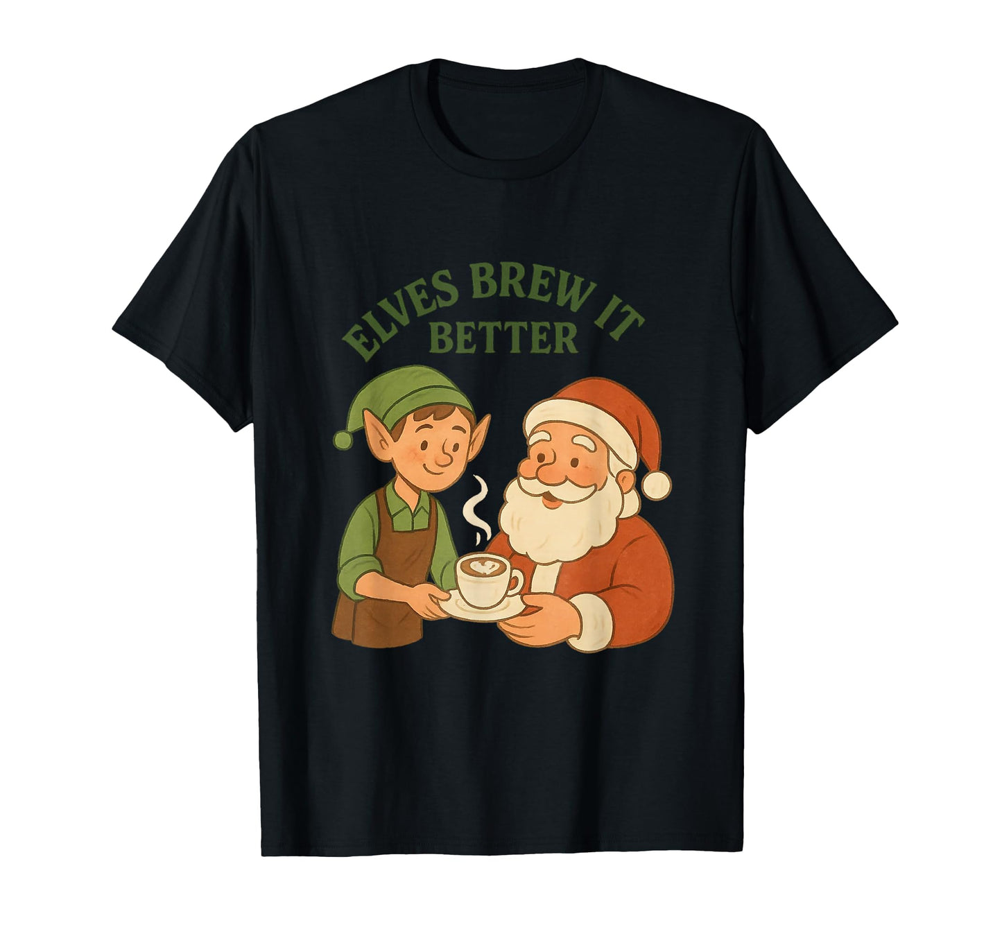Funny Elves Brew It Better Santa’s Coffee Caffeine Lovers T-Shirt