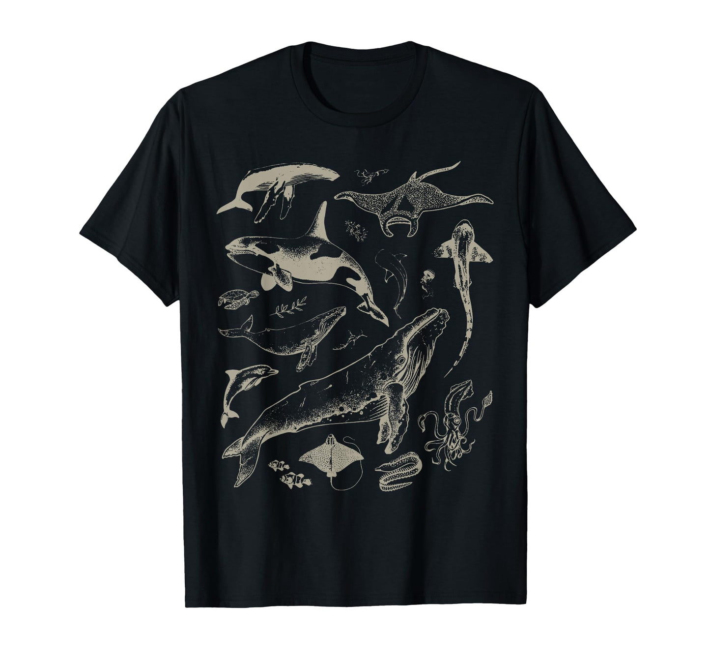Retro Ocean Wildlife Shark Turtle Octopus Fish Animal Lover T-Shirt