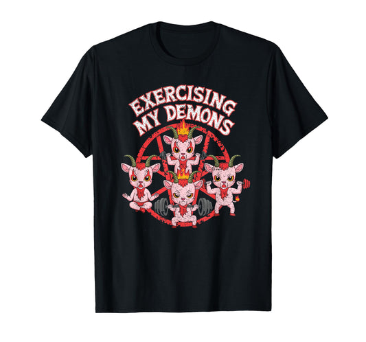 Exercising My Demons Funny Gym Workout Demon T-Shirt