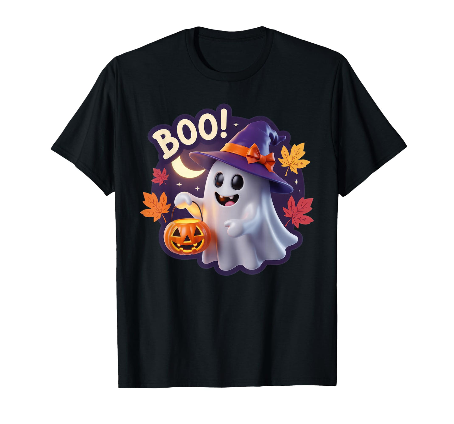 Cute Halloween Boo Ghost Pumpkin Witch Hat Family Matching T-Shirt