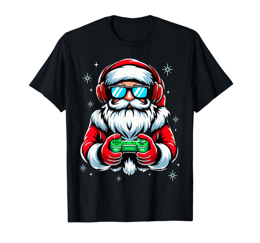 Merry Christmas Gamer Boys Mens Video Game Santa Claus T-Shirt