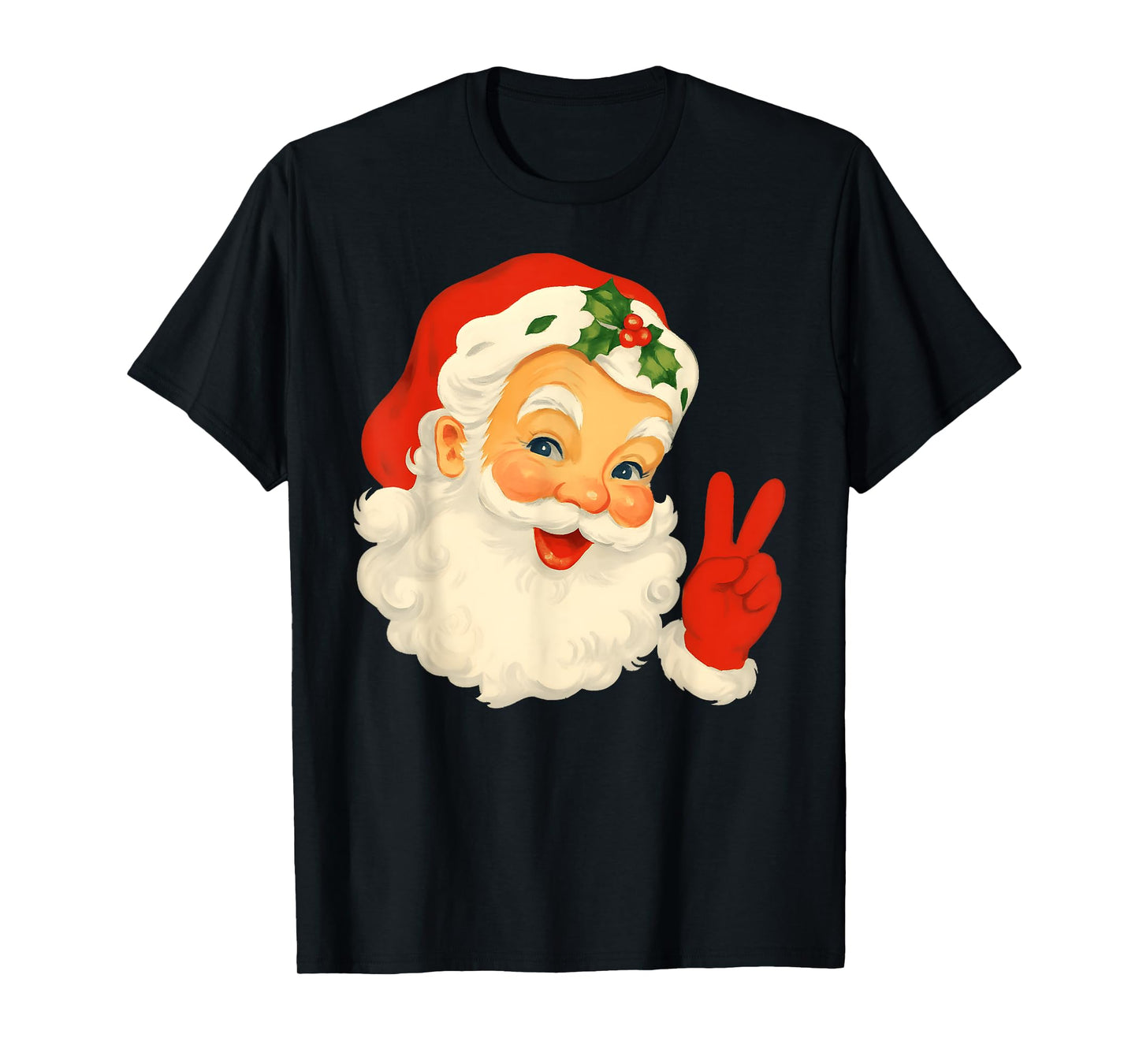 Vintage Retro Jolly Santa Claus Face Christmas Pajamas T-Shirt