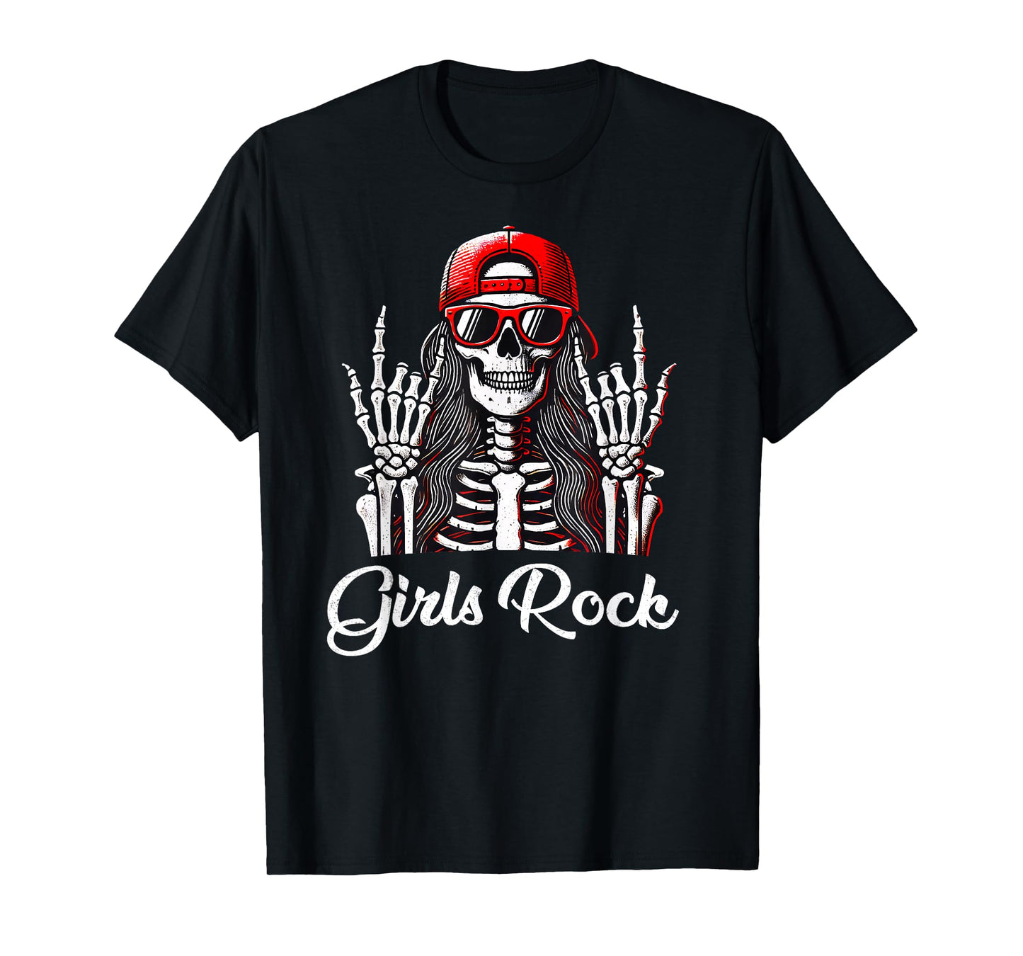 Girls Rock, Rock'n Roll Girl, Skeleton Rocker Cool Punk Rock T-Shirt