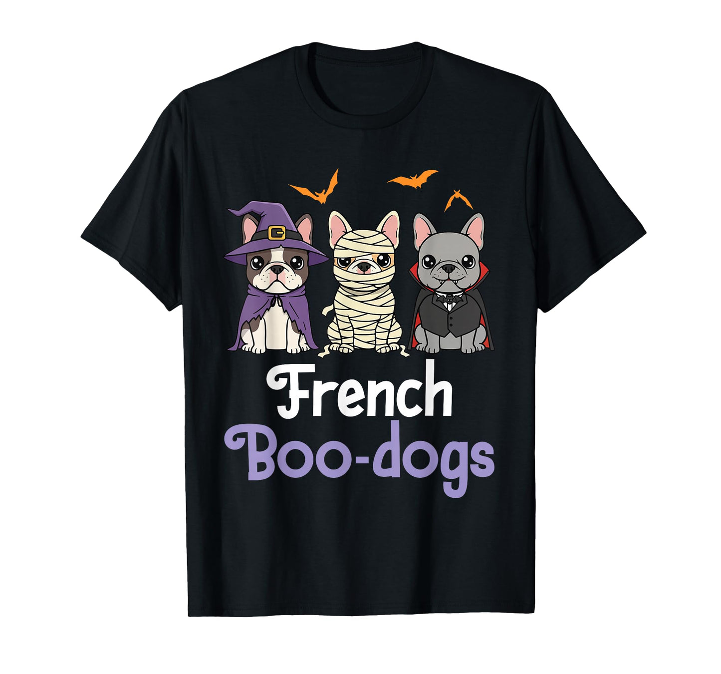 French Boo Dogs Cute Halloween Bulldogs Witch Mummy Vampire T-Shirt