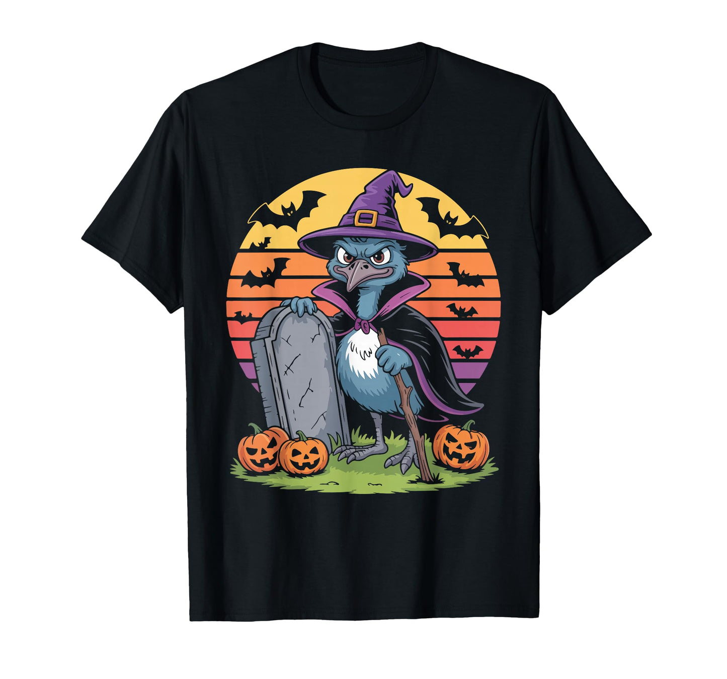 Raven Witch Halloween Magic with Pumpkins T-Shirt