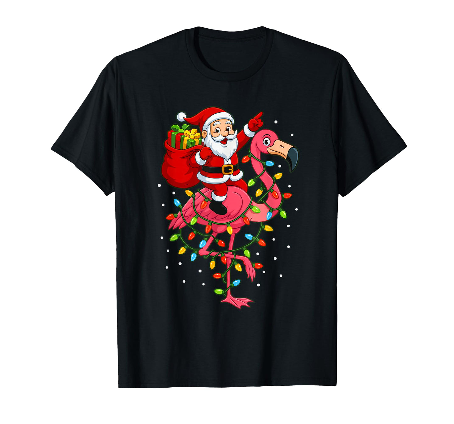 Pink Flamingo Christmas Santa Cute Flamingos Holiday Decor T-Shirt