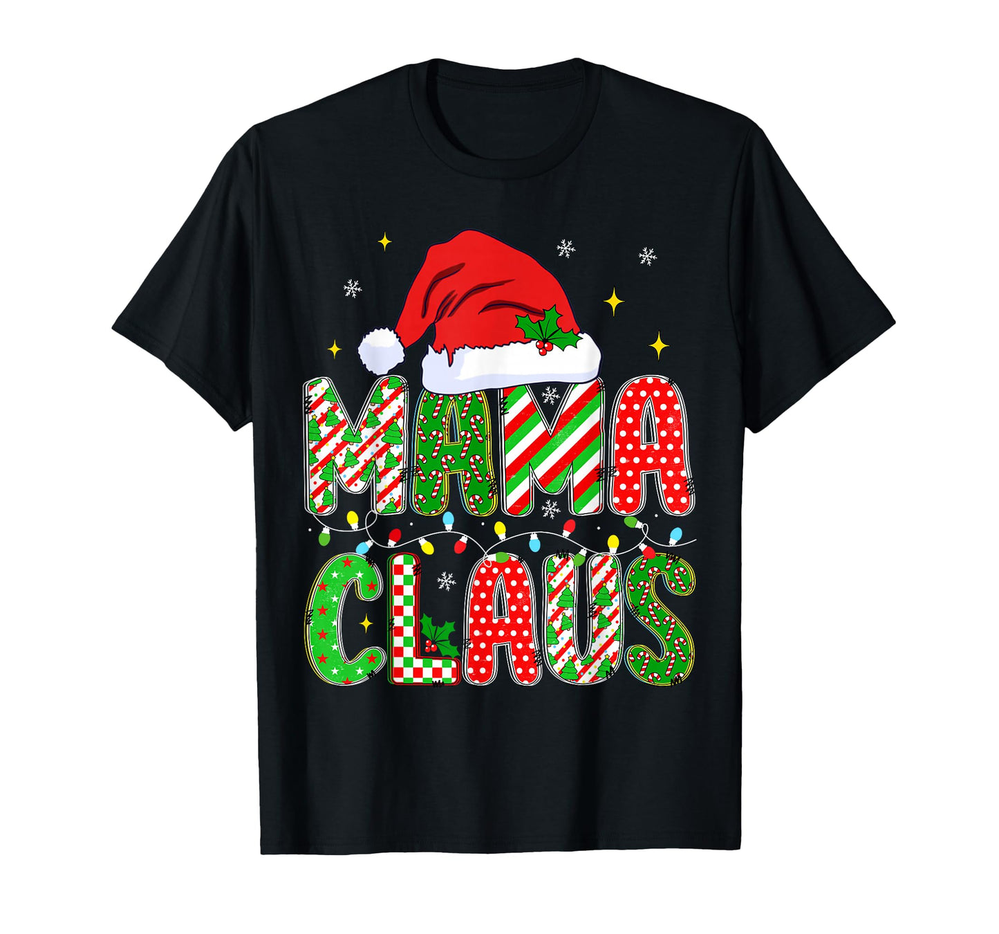 HUGvyn Christmas Mama Claus Mom Women Family Matching Pajama T-Shirt