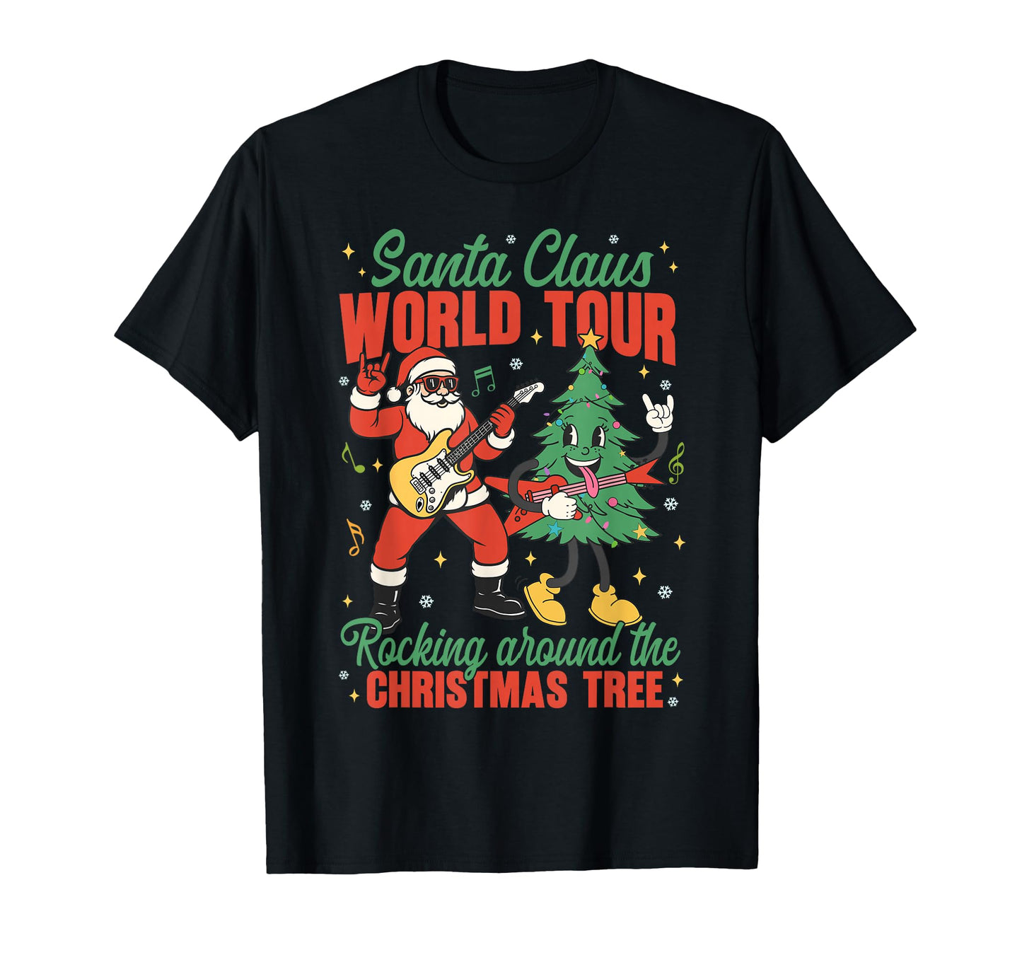Santa Claus World Tour Rocking Around The Christmas Tree Men T-Shirt