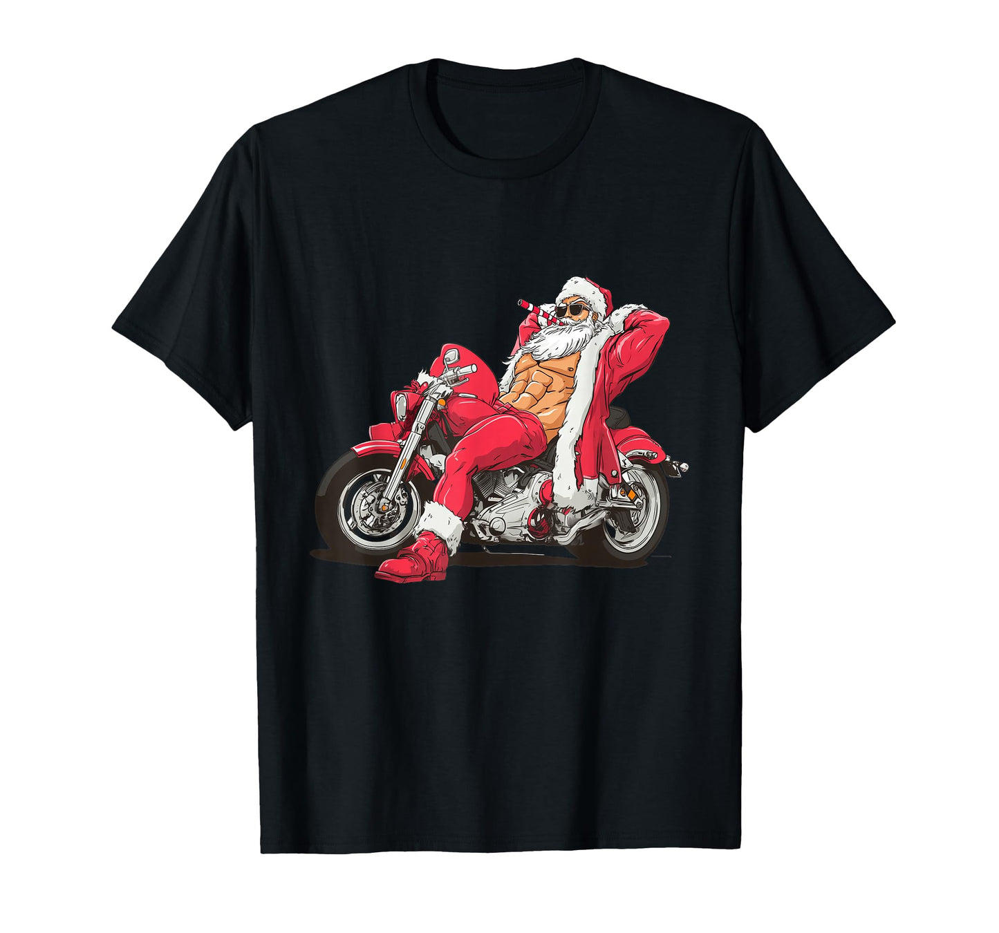 Awesome Motorcycle in Xmas Style for Naughty Santa Lovers T-Shirt